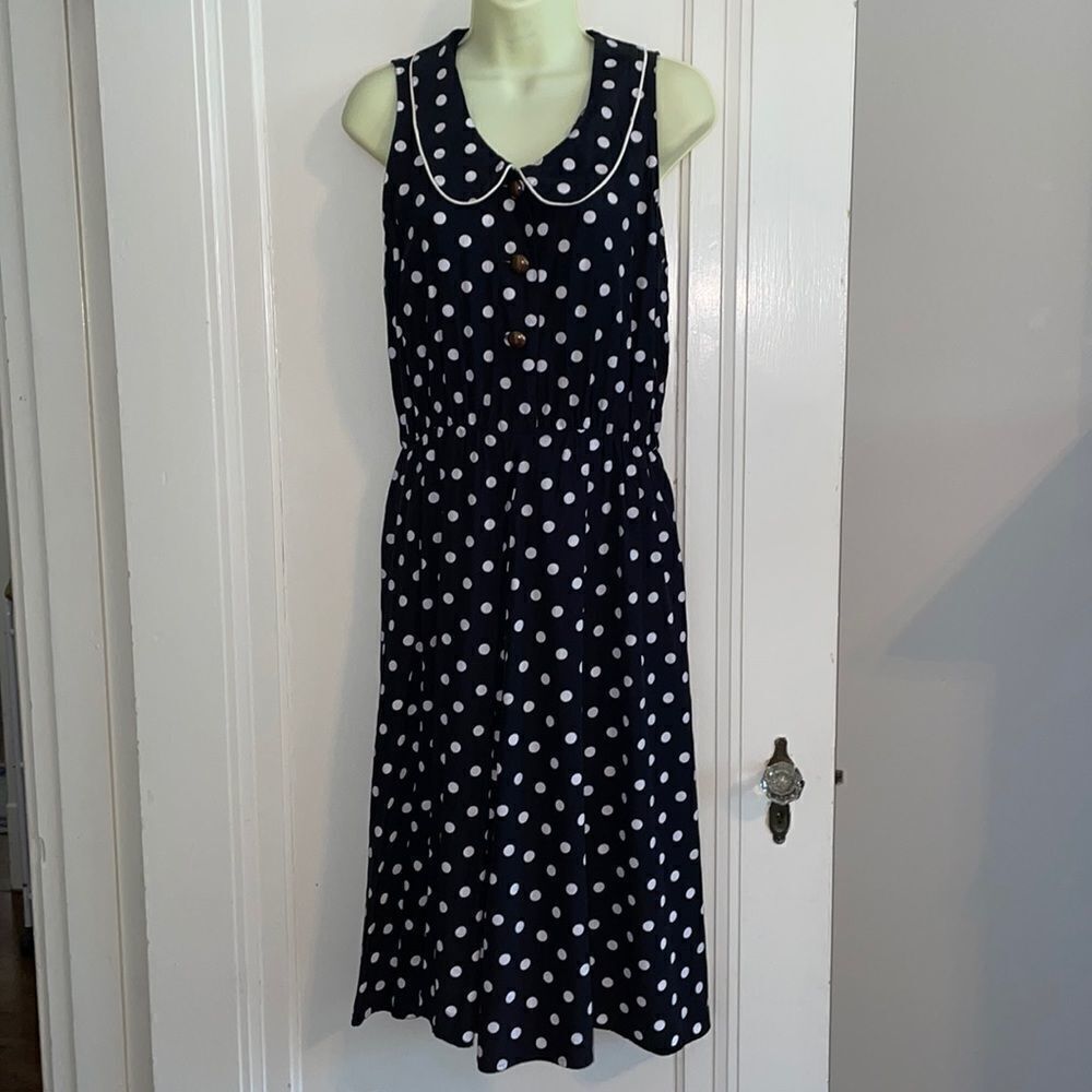 Vtg 80s/90s My Michelle black & white white polka dots summer dress‎